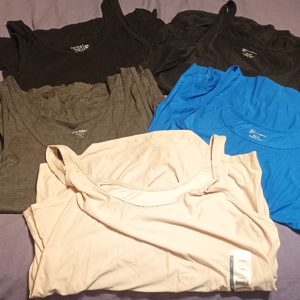 Assorted Tank Tops in Black, Gray, Blue, and Cream